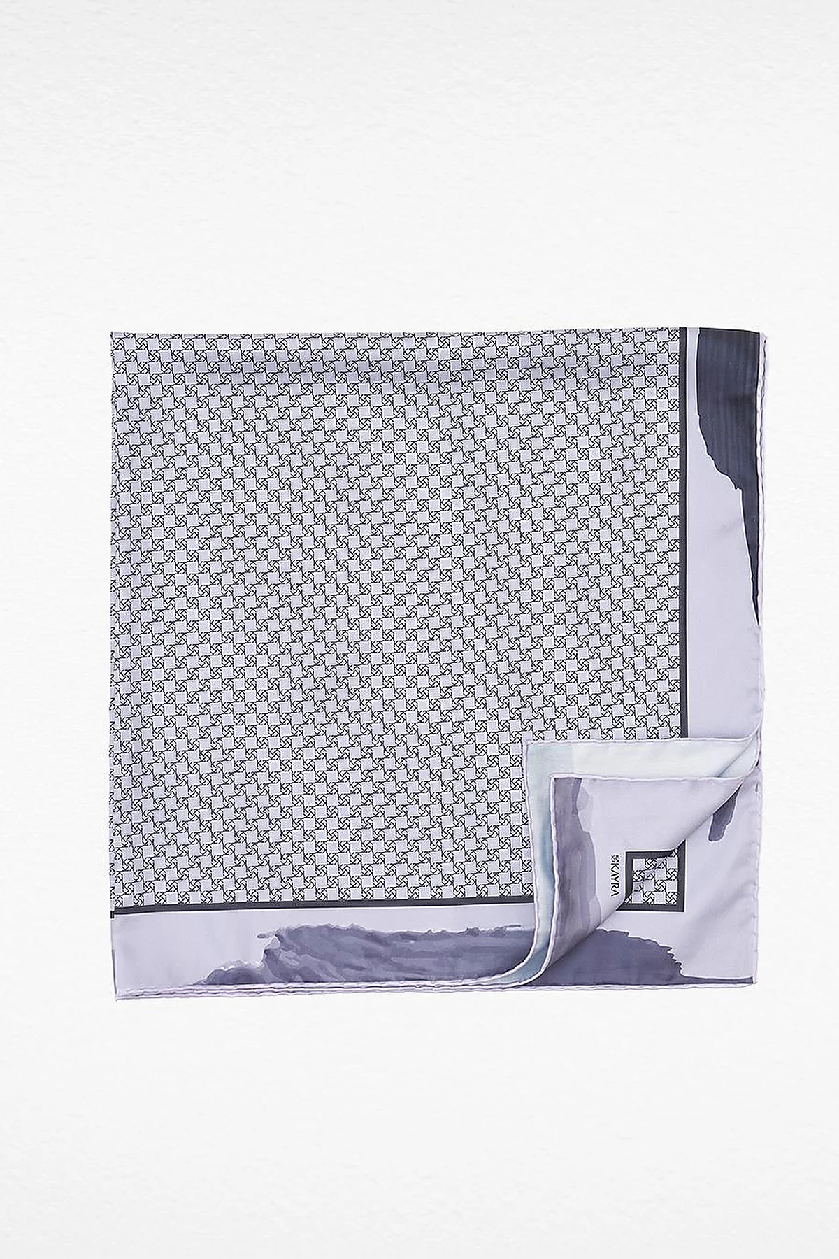 Monogram Scarf with Abstract Pattern Frame Dark Gray