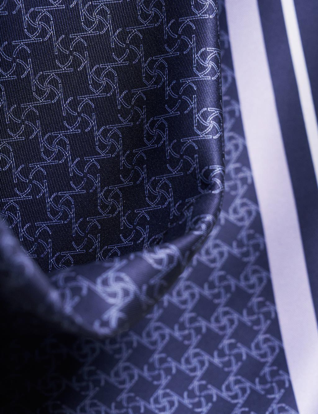 Geometric Logo Pattern Scarf Navy Blue