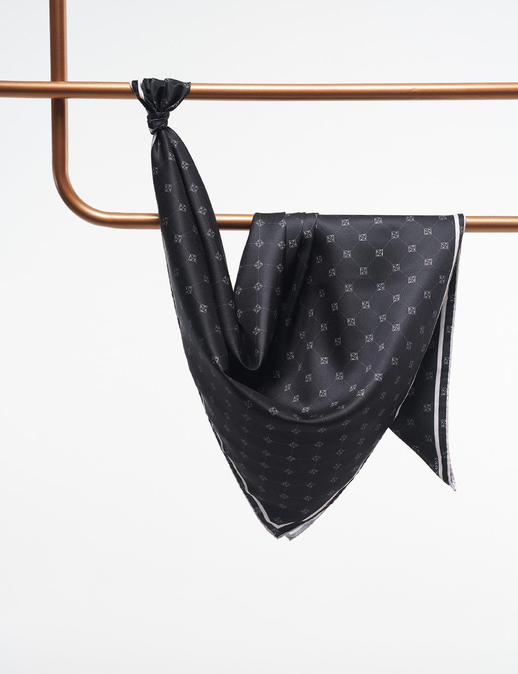 Cross Logo Monogram Scarf Black