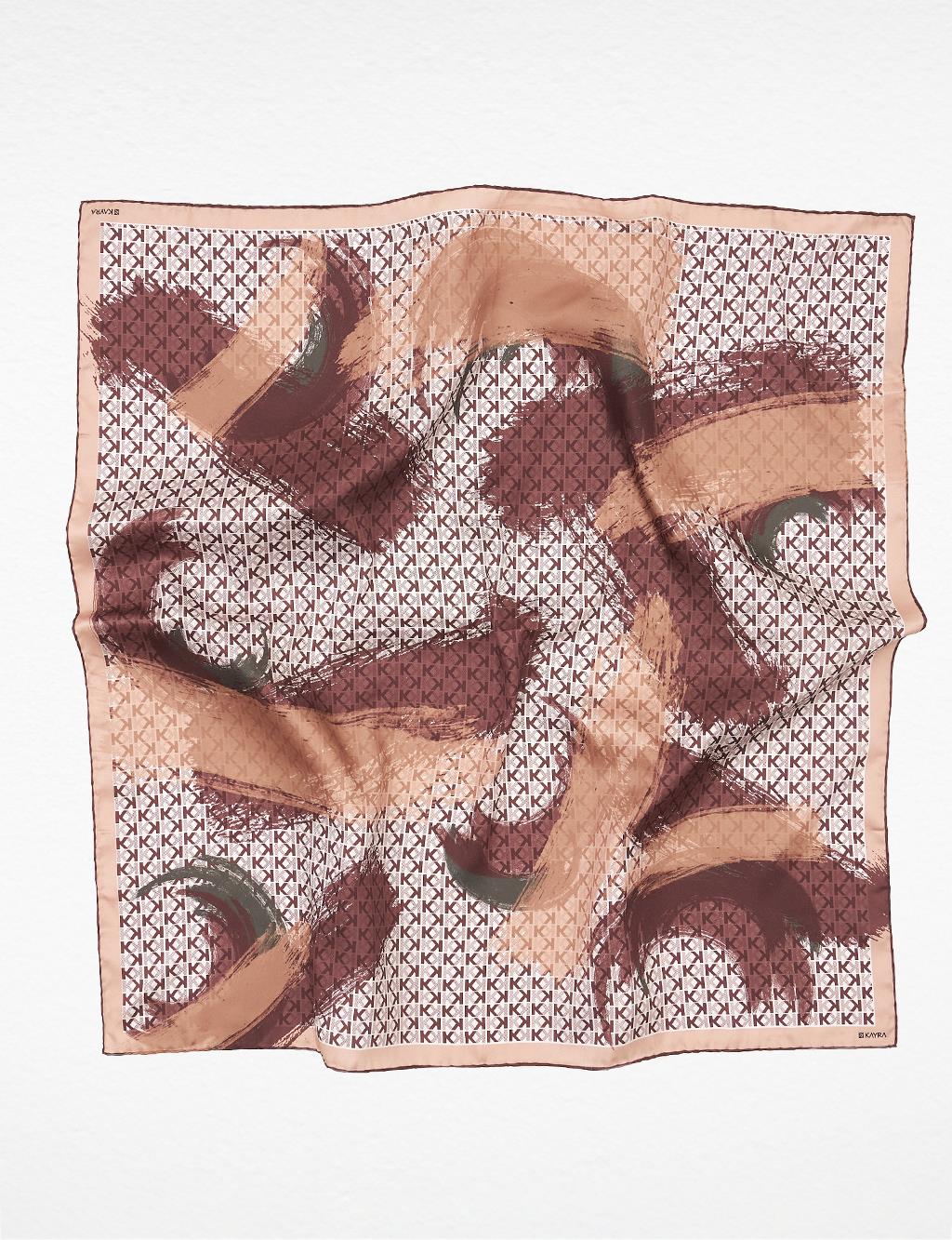 Brush Patterned Monogram Scarf Coffee