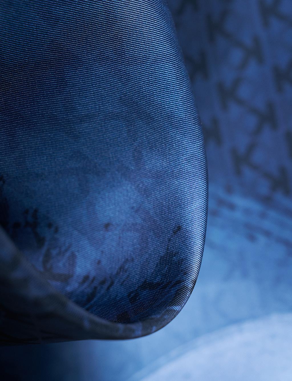 Brush Patterned Monogram Scarf Indigo