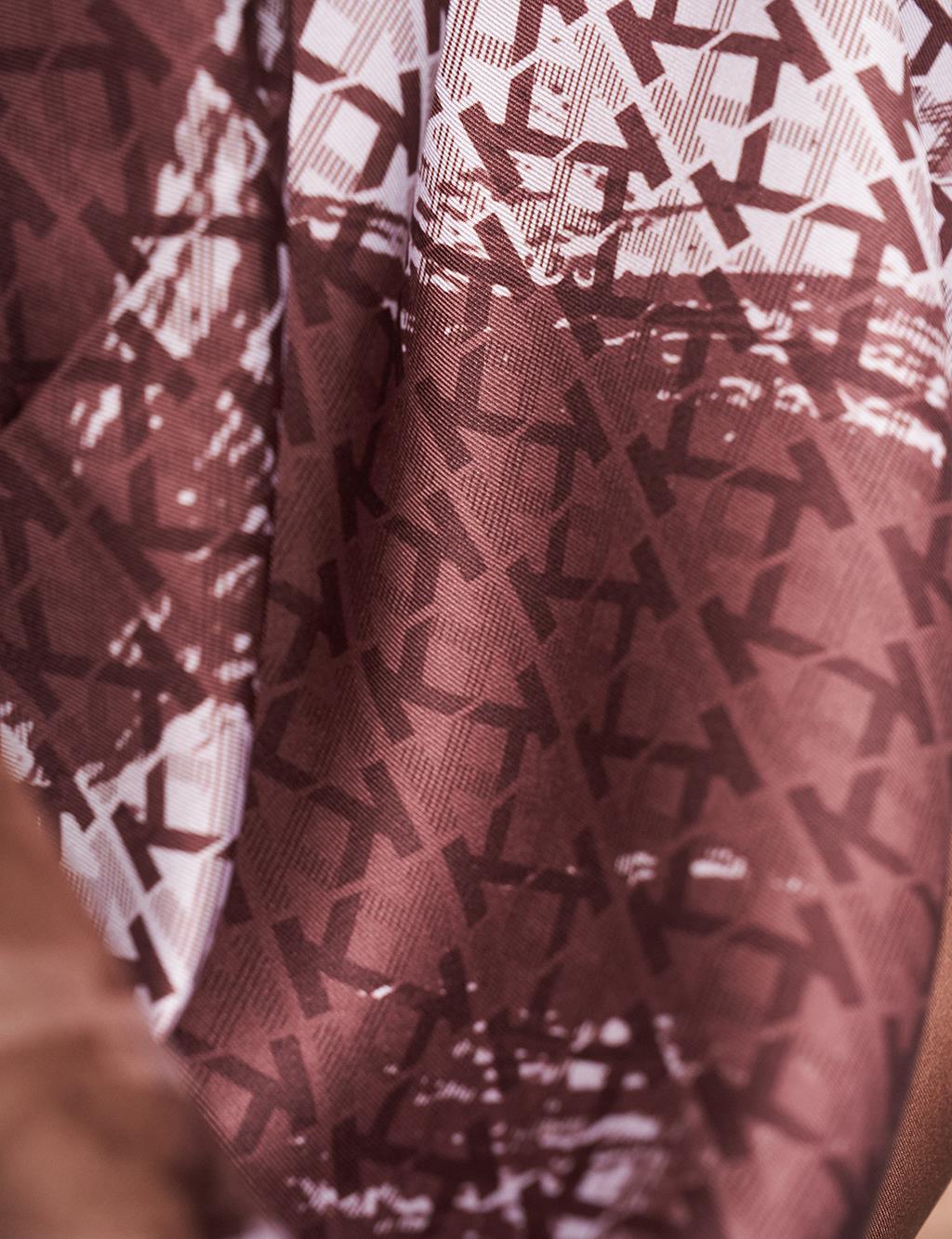 Brush Patterned Monogram Scarf Coffee