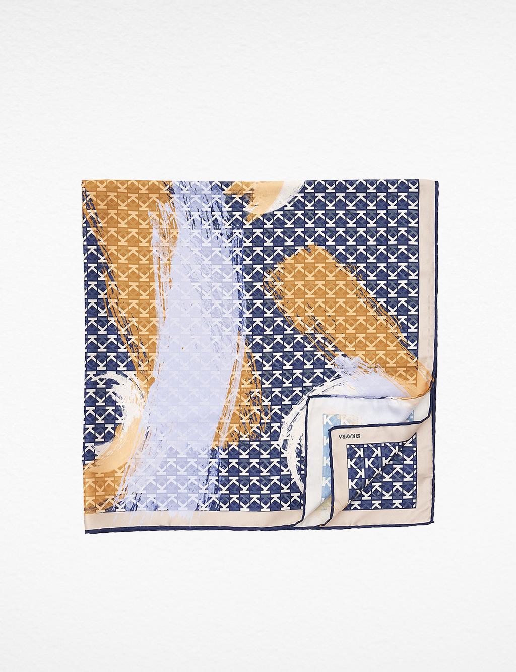 Fırça Desenli Monogram Eşarp Laci-Camel