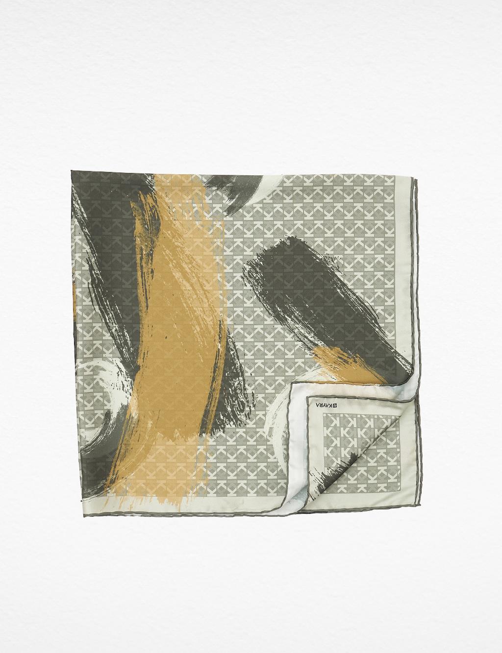 Brush Patterned Monogram Scarf Green