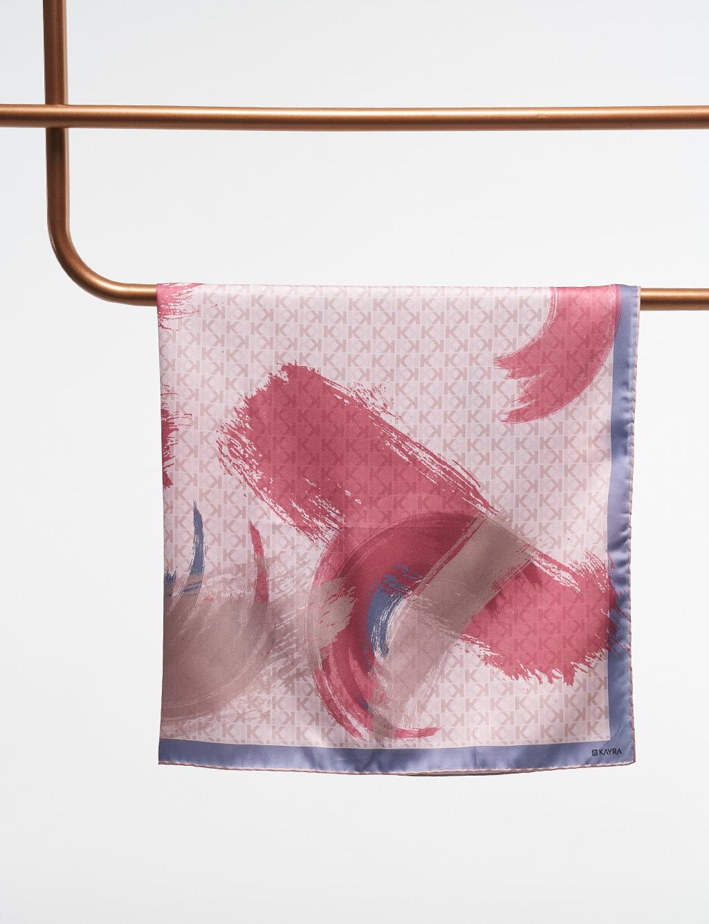 Brush Patterned Monogram Scarf Powder