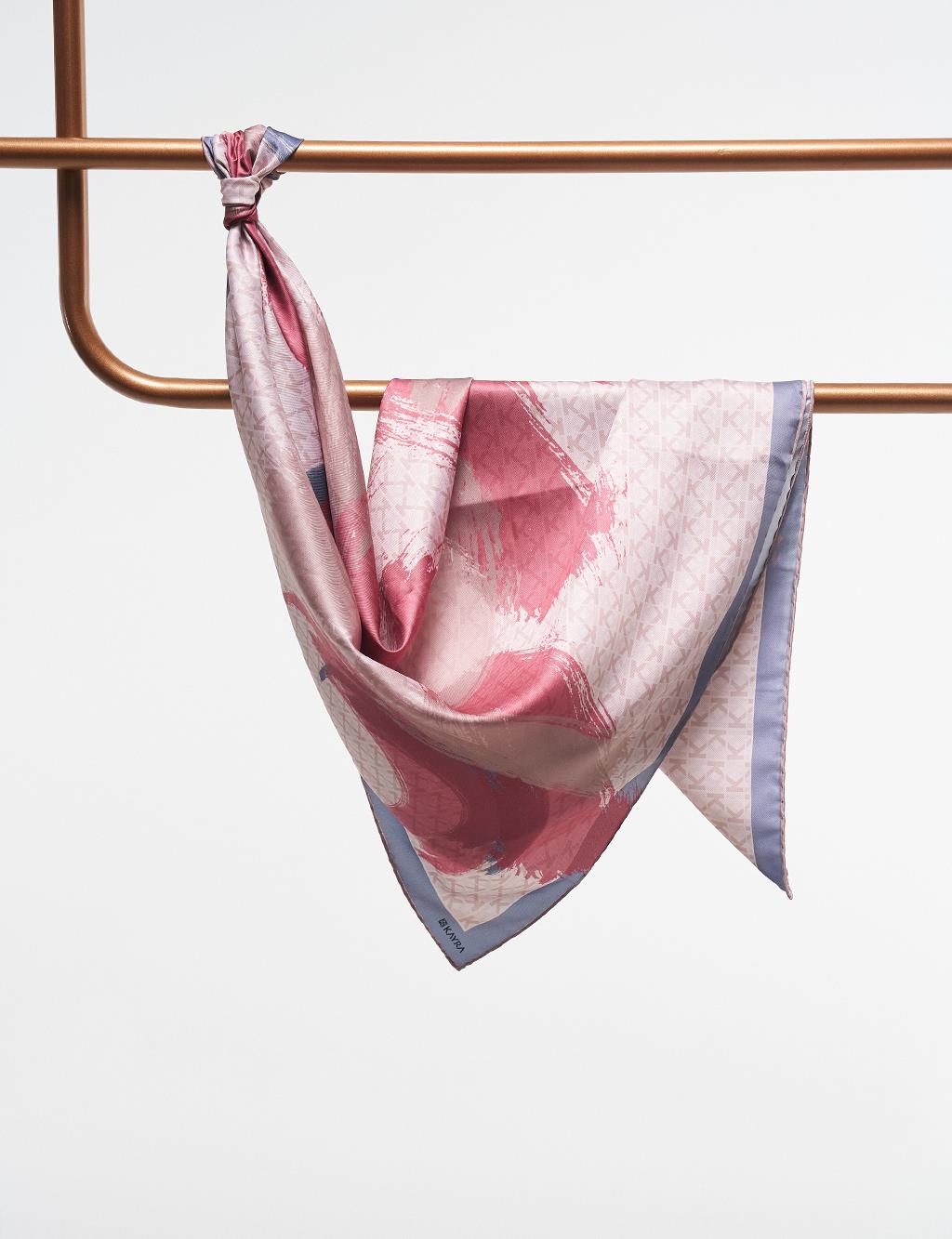 Brush Patterned Monogram Scarf Powder