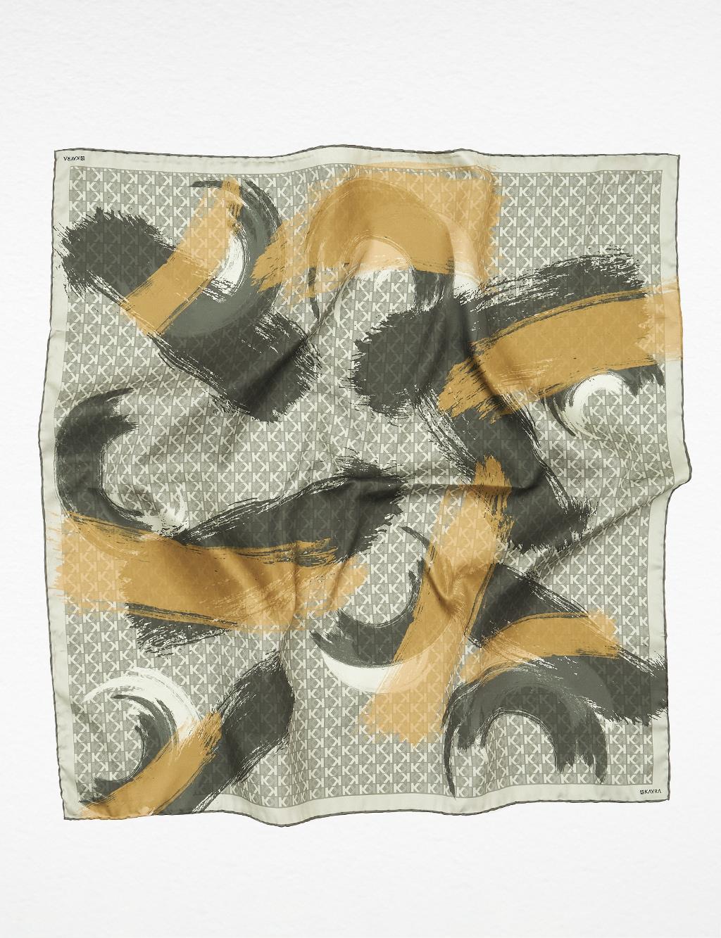 Brush Patterned Monogram Scarf Green