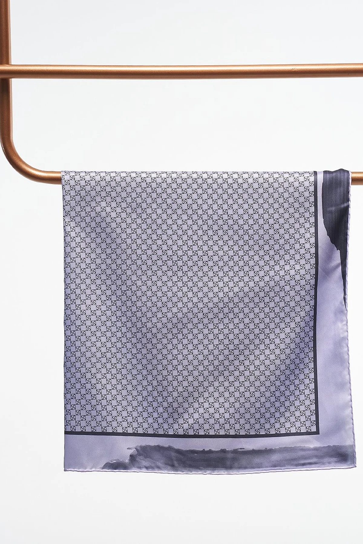 Monogram Scarf with Abstract Pattern Frame Dark Gray