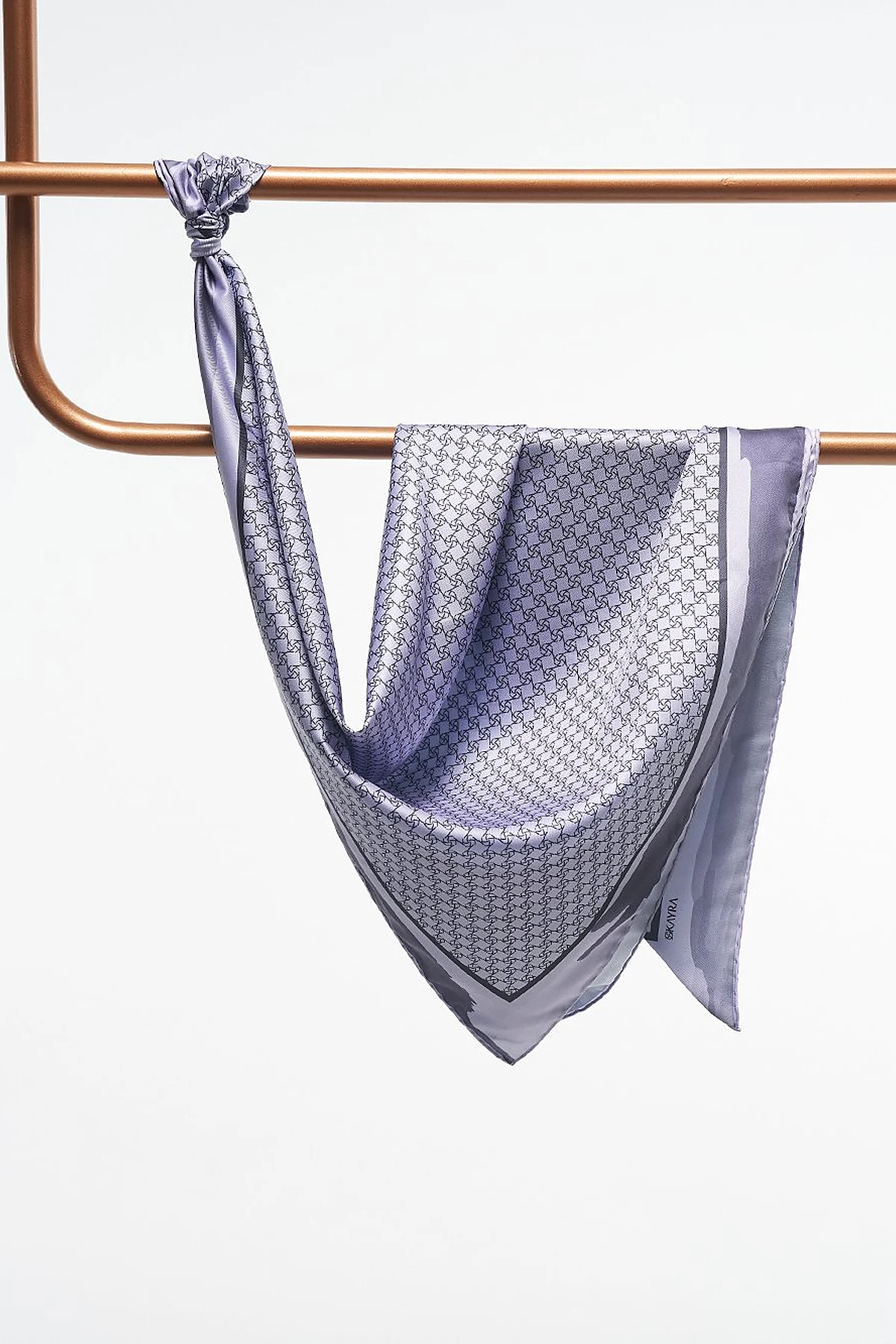 Monogram Scarf with Abstract Pattern Frame Dark Gray