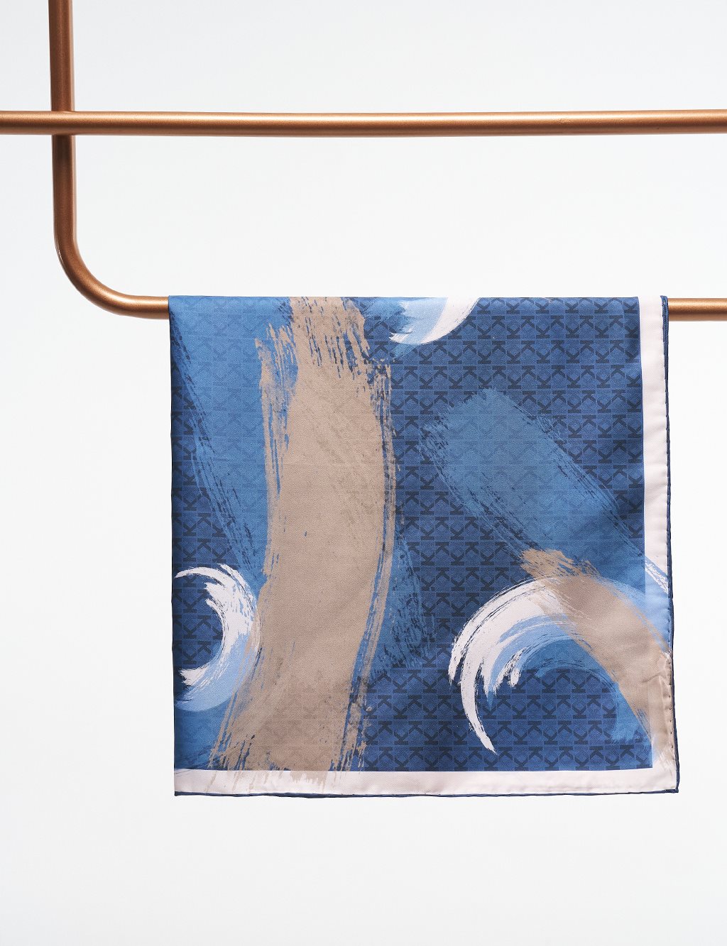 Brush Patterned Monogram Scarf Indigo