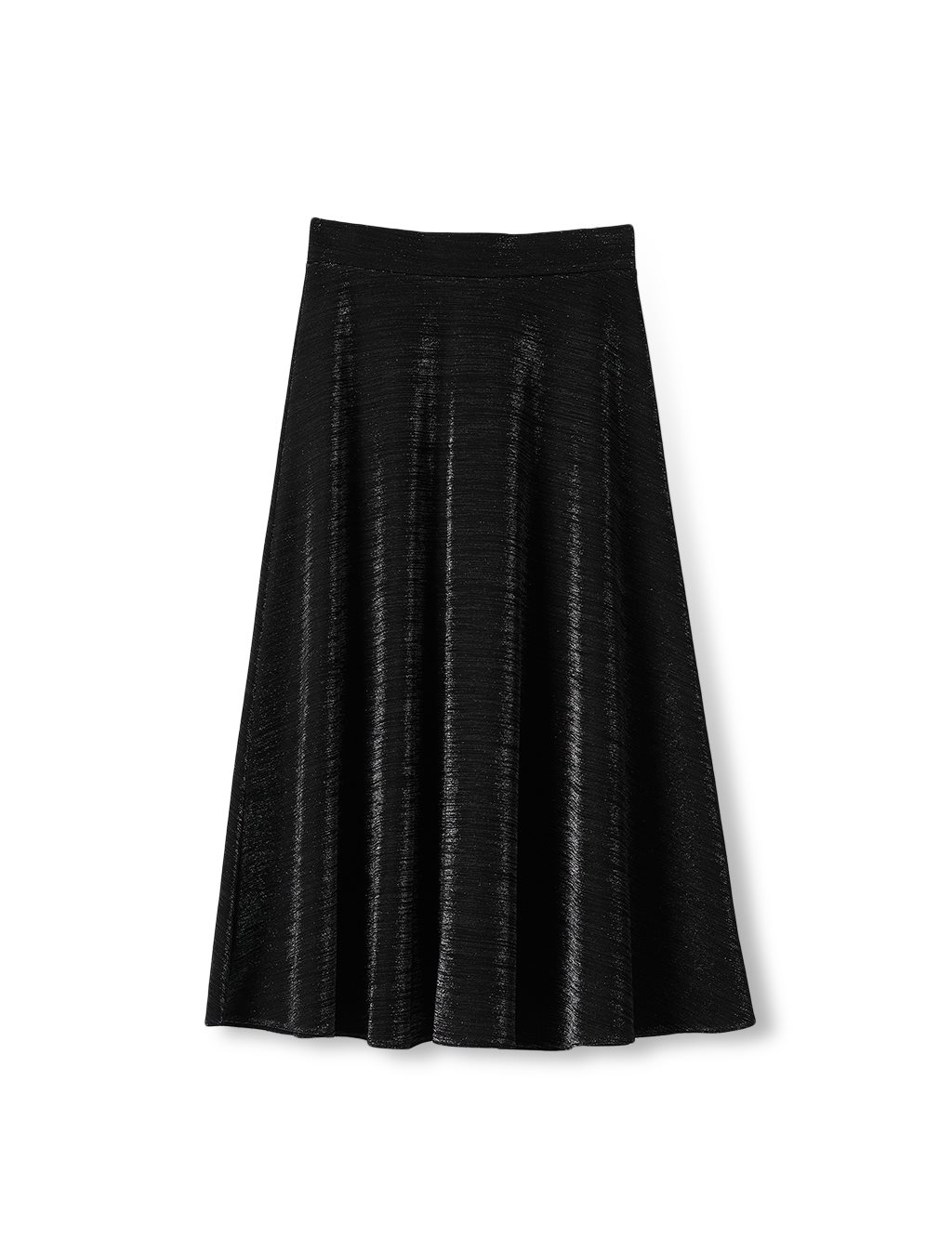 Silver Sparkle Detailed Elastic Waist Flared Skirt Black