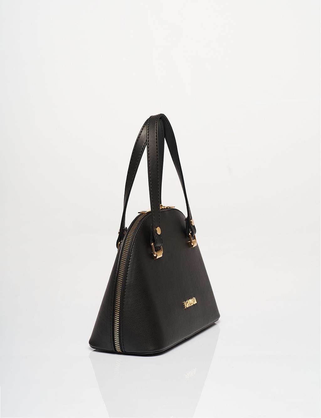 D Form Faux Leather Bag Black