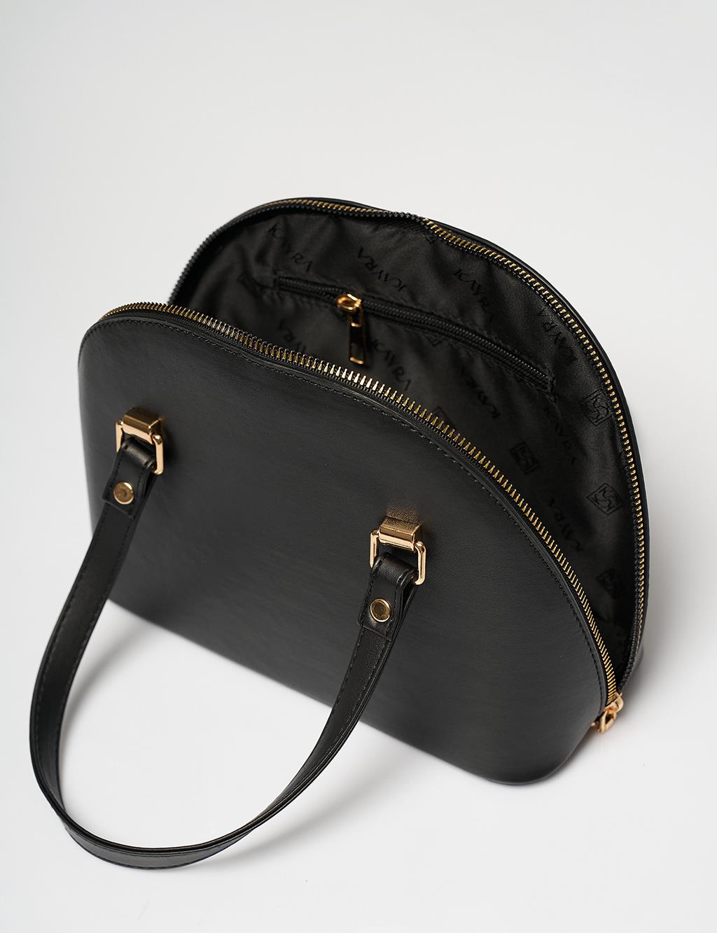 D Form Faux Leather Bag Black