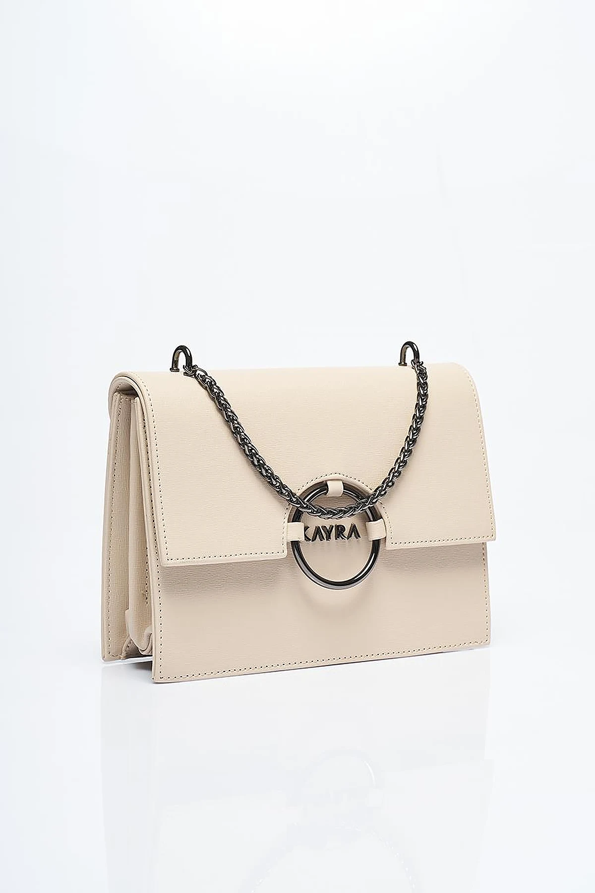 Designed Chain Handle Bag with Cover Cream