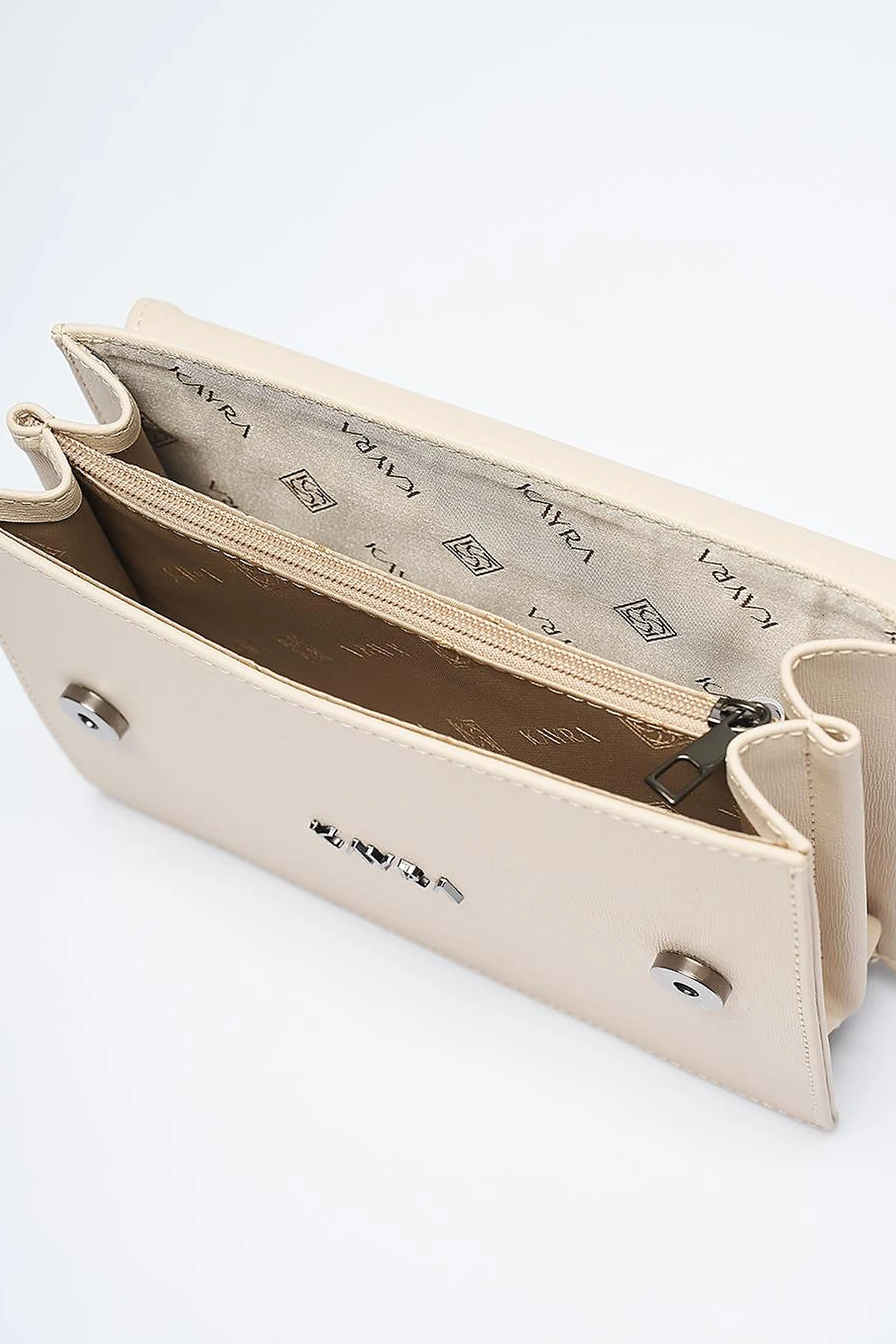 Designed Chain Handle Bag with Cover Cream