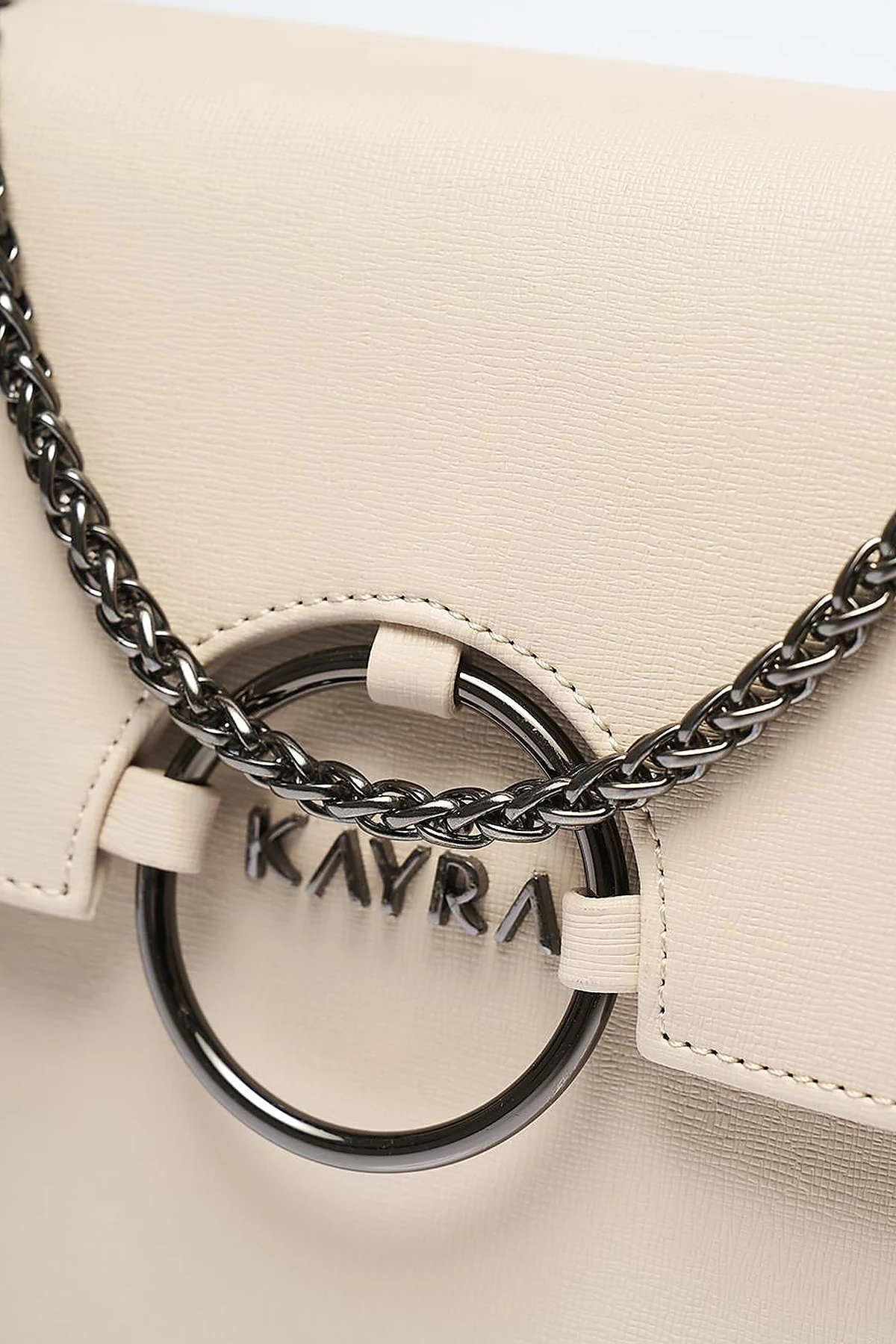 Designed Chain Handle Bag with Cover Cream