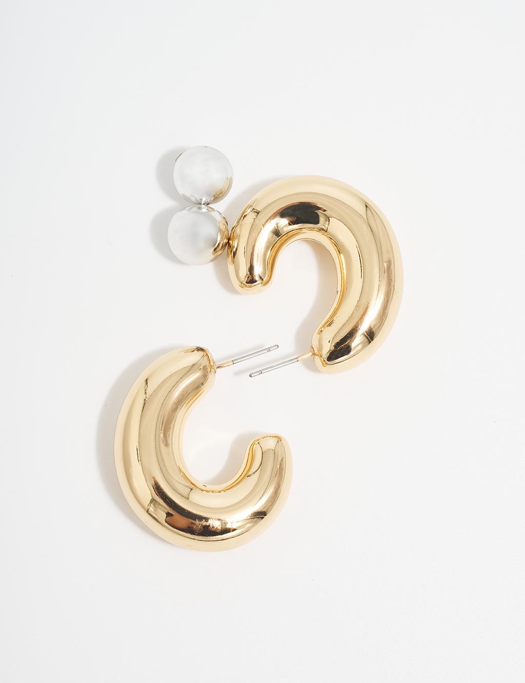 Minimal Detailed Folk Form Earring Gold