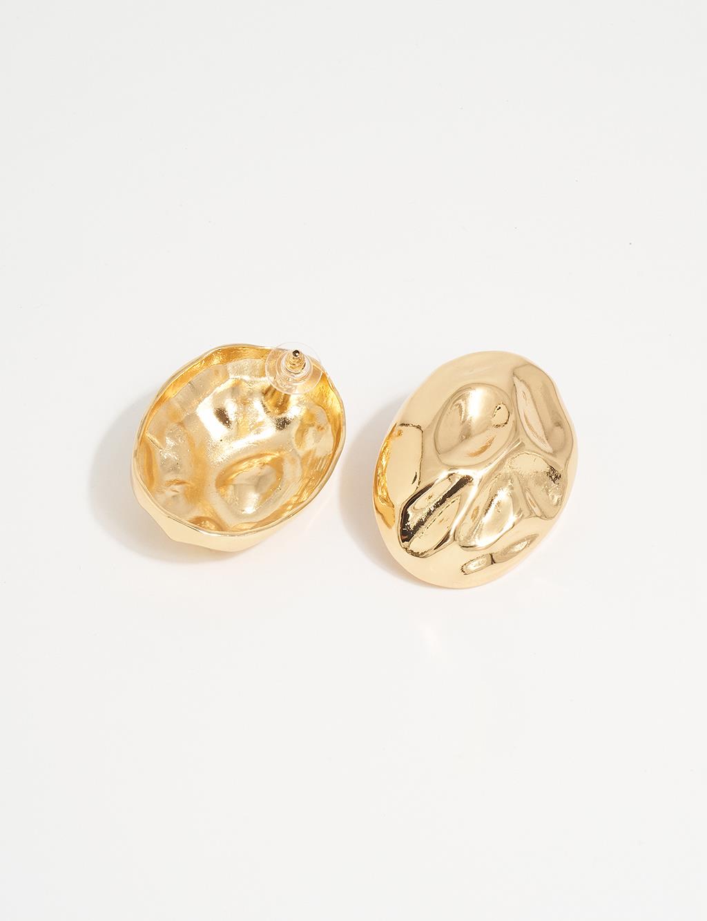 Oval Patterned Earring Gold