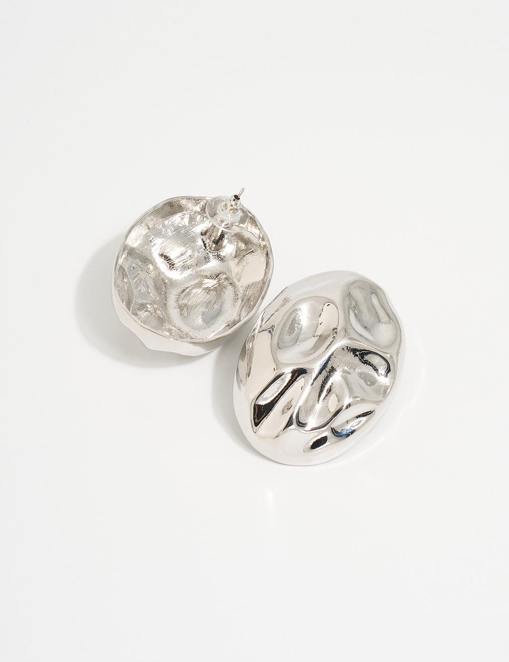 Oval Patterned Earring Silver