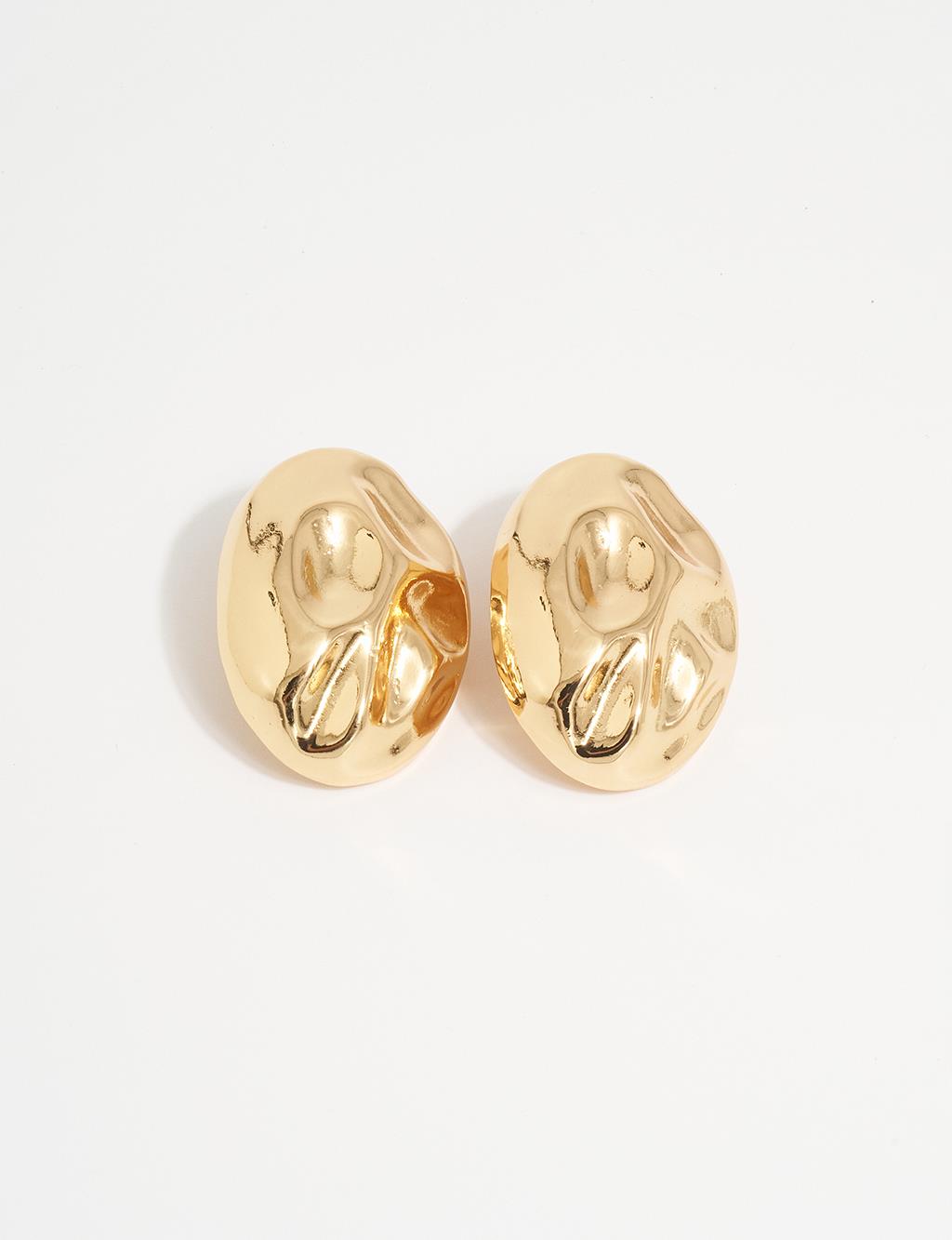 Oval Patterned Earring Gold