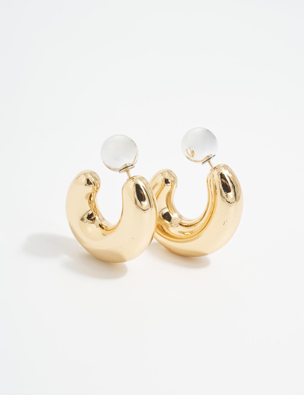 Minimal Detailed Folk Form Earring Gold