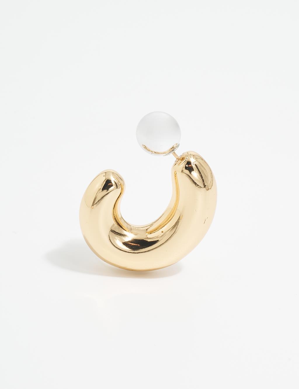 Minimal Detailed Folk Form Earring Gold