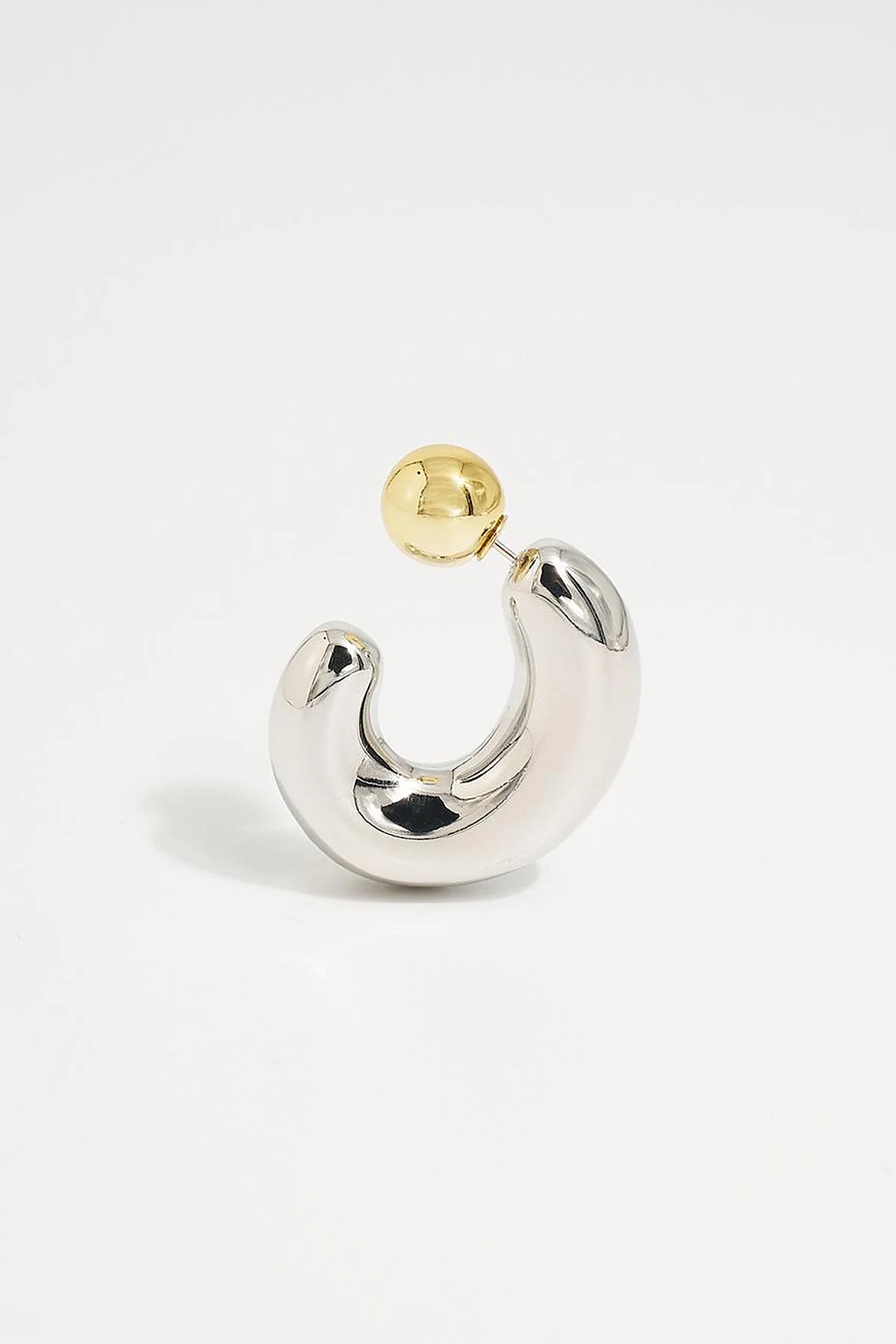 Minimal Detailed Ring Form Earring Silver