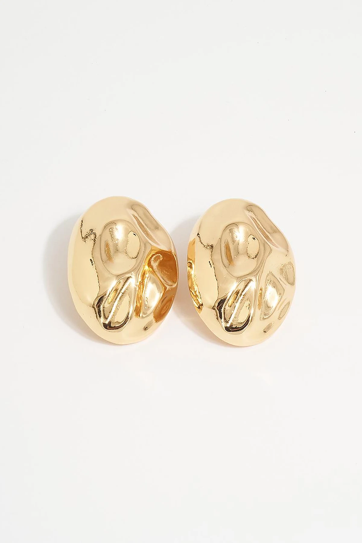 Oval Patterned Earring Gold