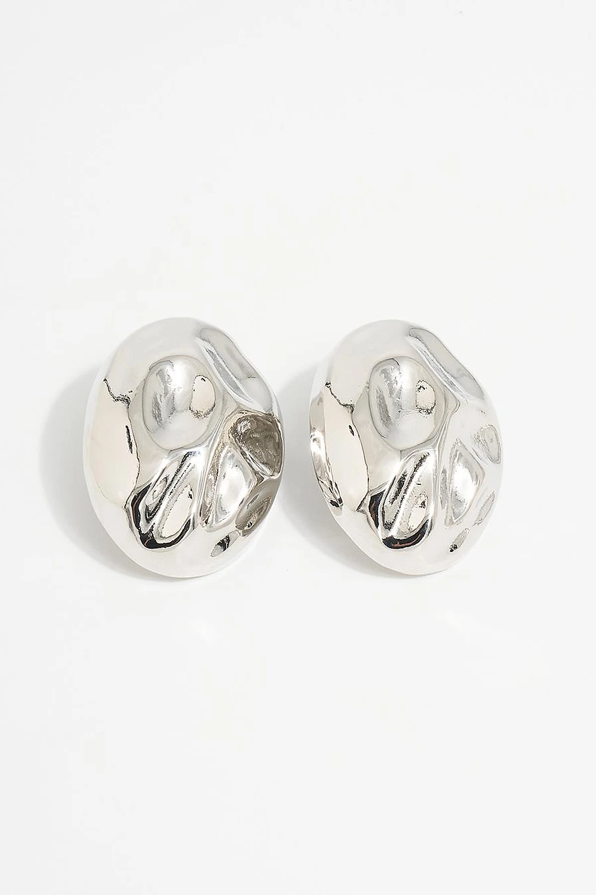 Oval Patterned Earring Silver
