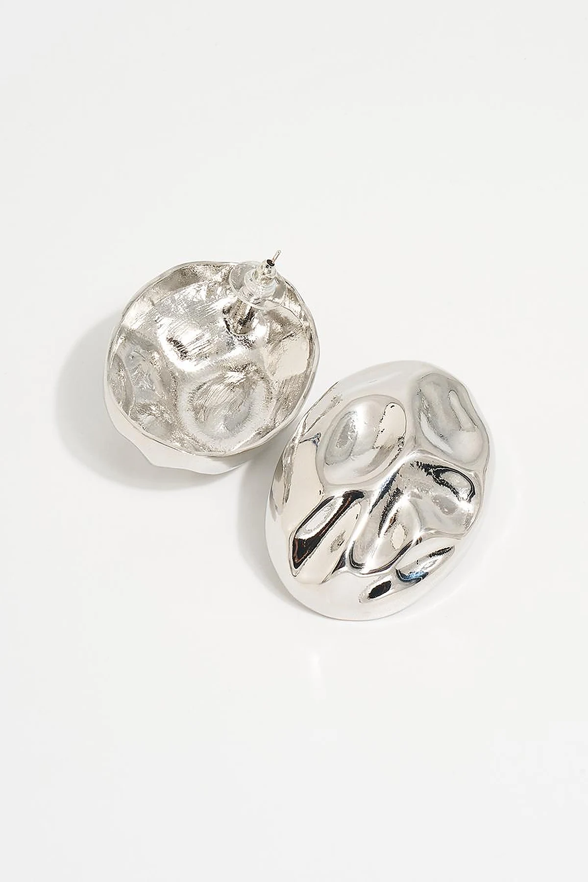 Oval Patterned Earring Silver