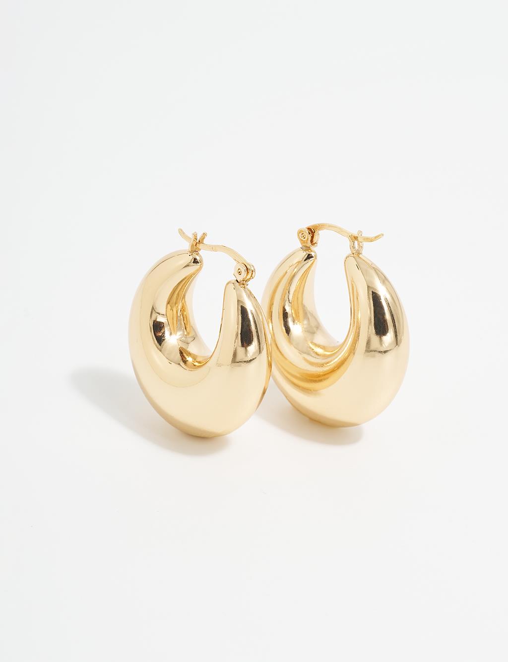 Shiny Half Hoop Earring Gold