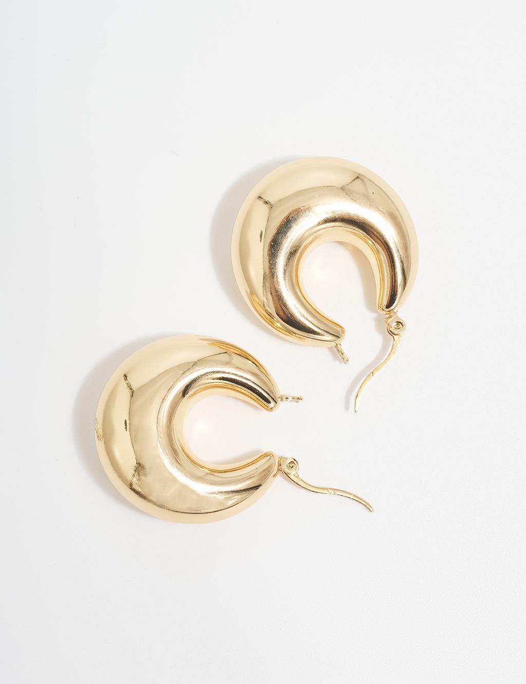 Shiny Half Hoop Earring Gold