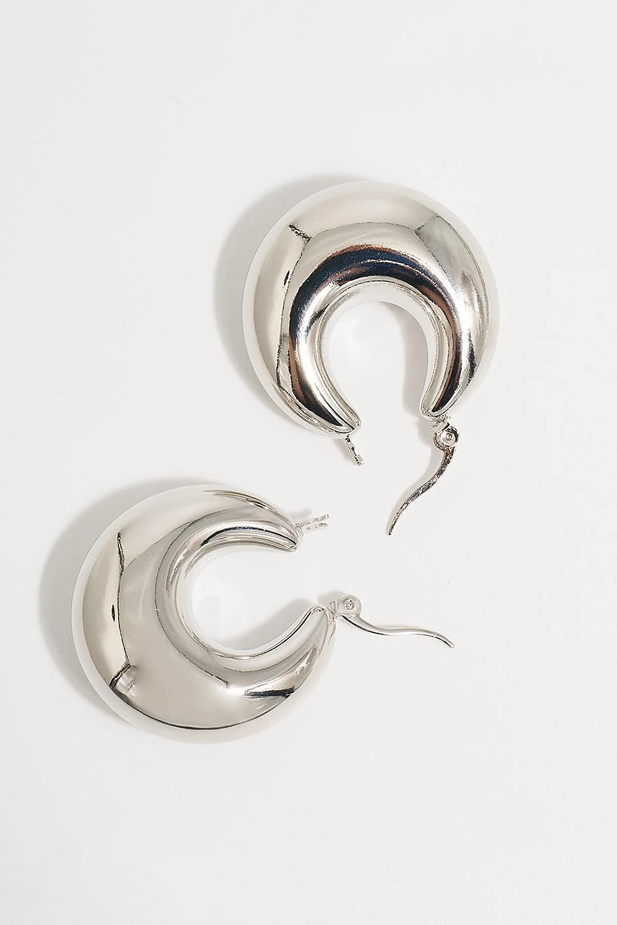 Shiny Half Hoop Earring Silver