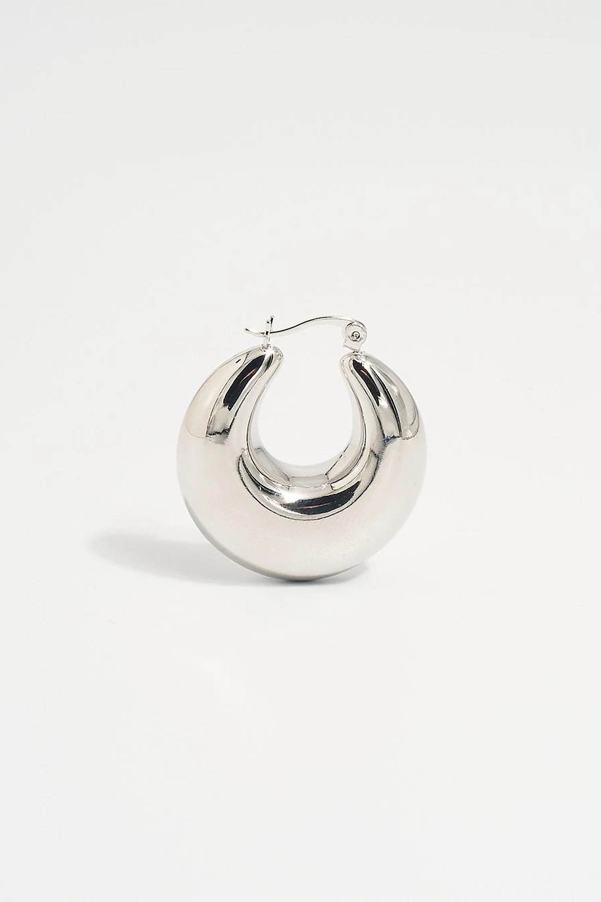 Shiny Half Hoop Earring Silver