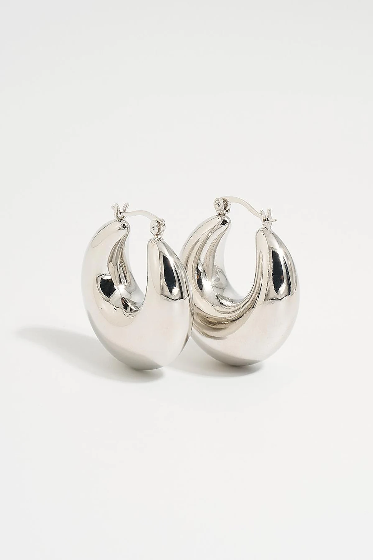 Shiny Half Hoop Earring Silver