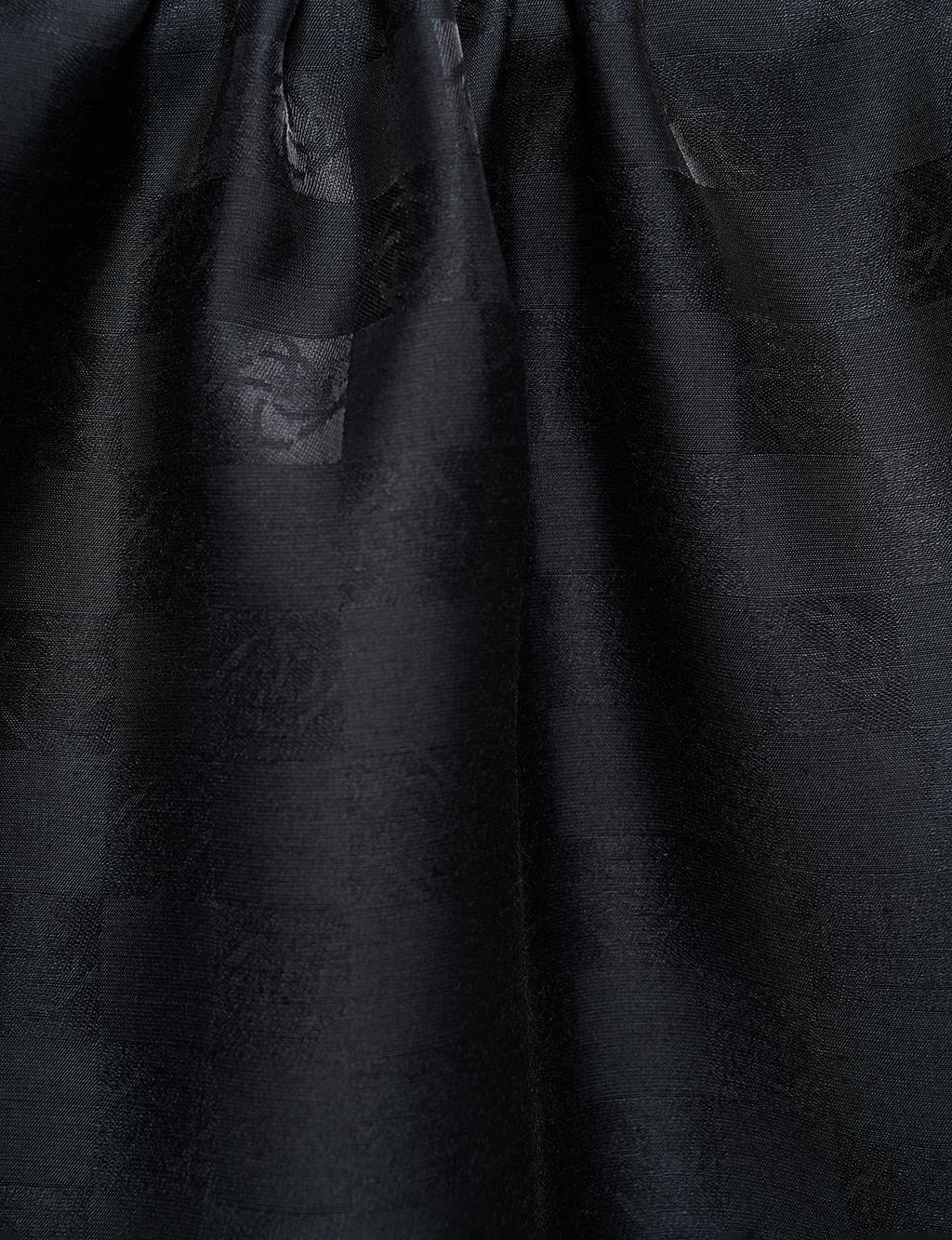 Monogram Patterned Wool Silk Shawl Black