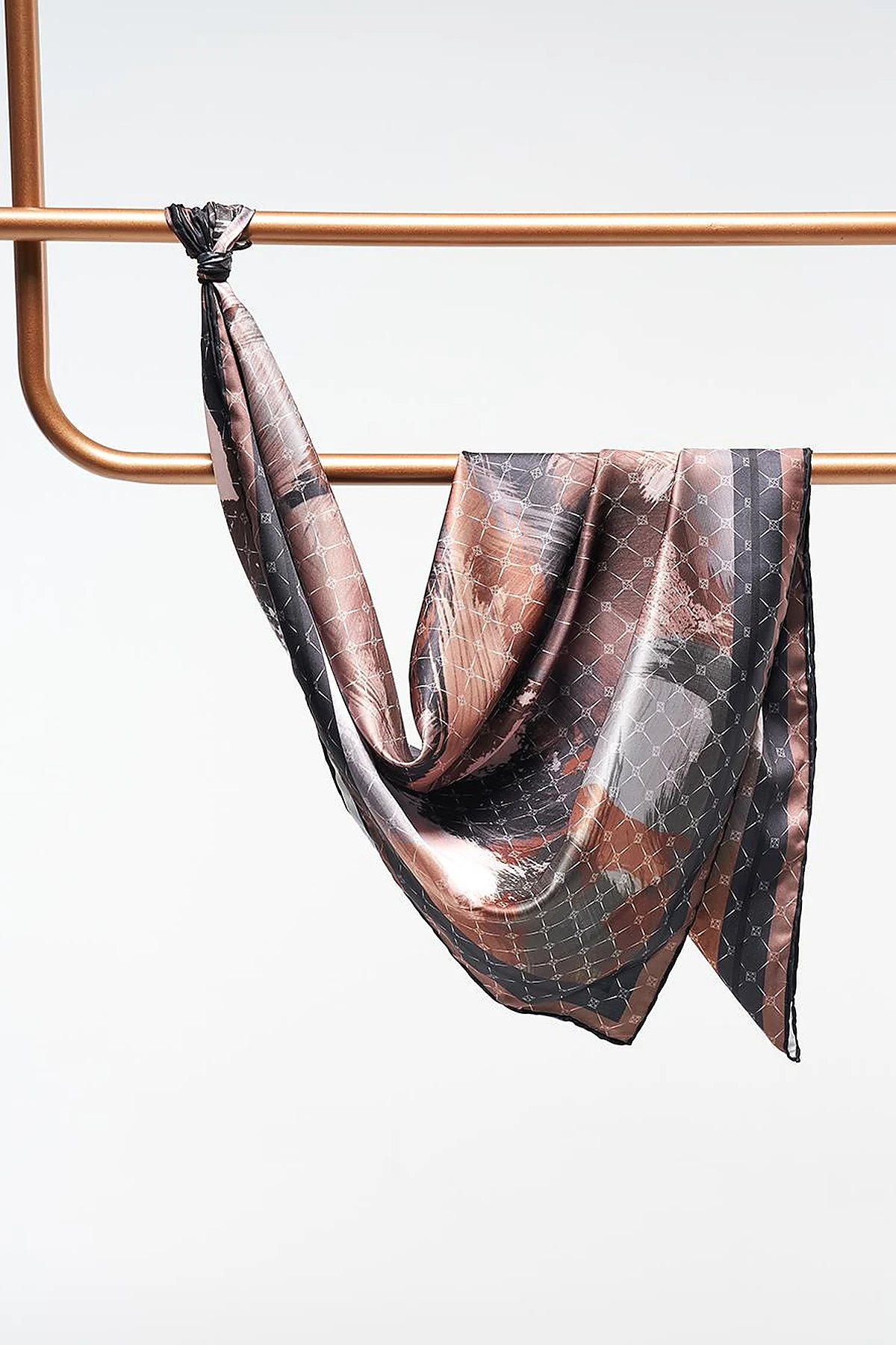 Brush Patterned Scarf Dark Coffee