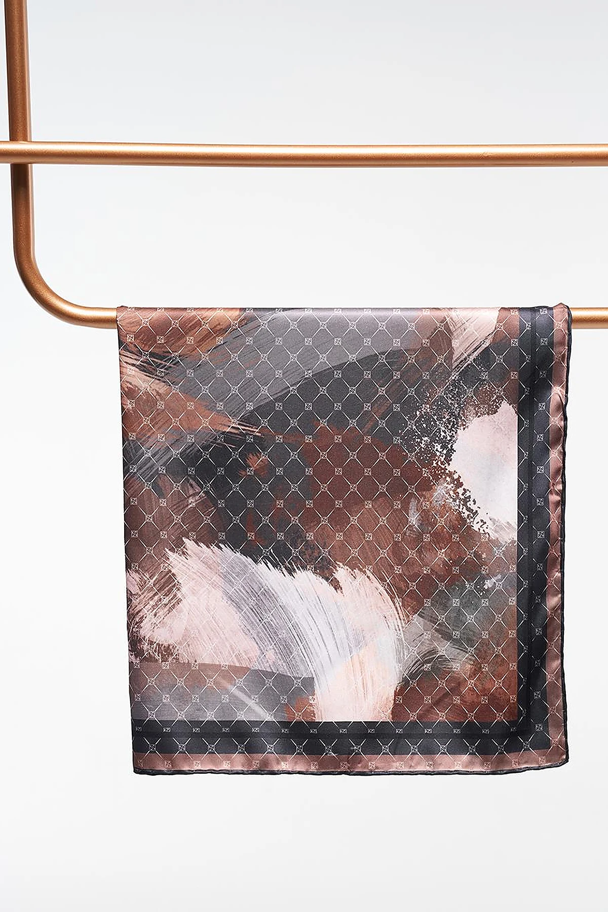 Brush Patterned Scarf Dark Coffee