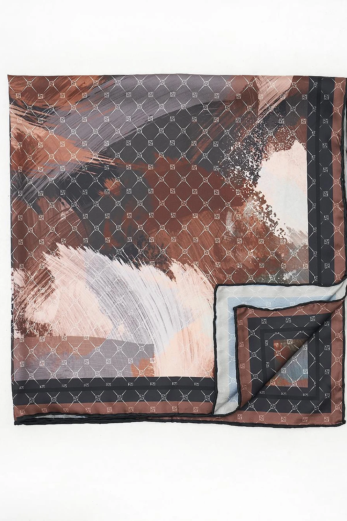 Brush Patterned Scarf Dark Coffee