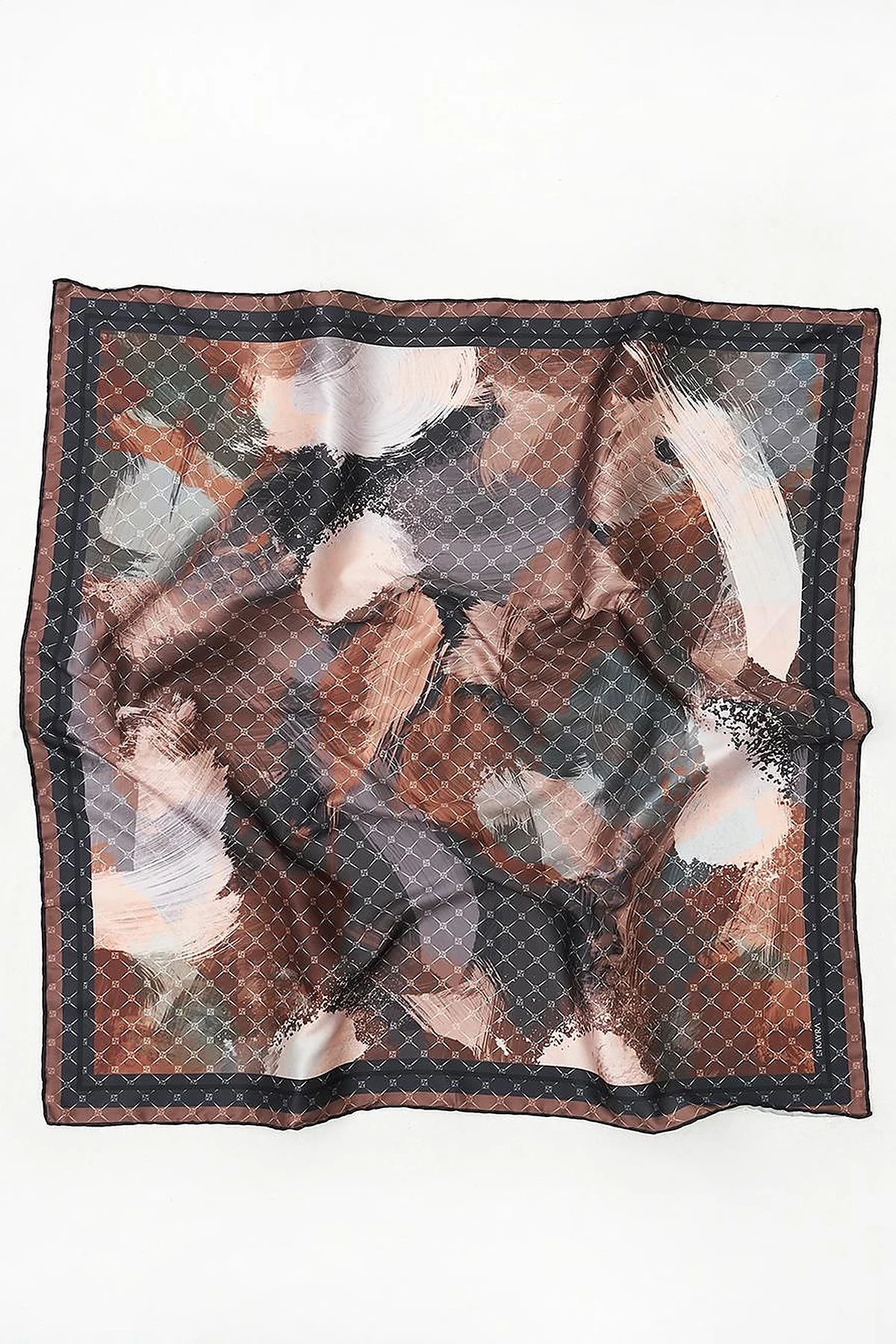 Brush Patterned Scarf Dark Coffee