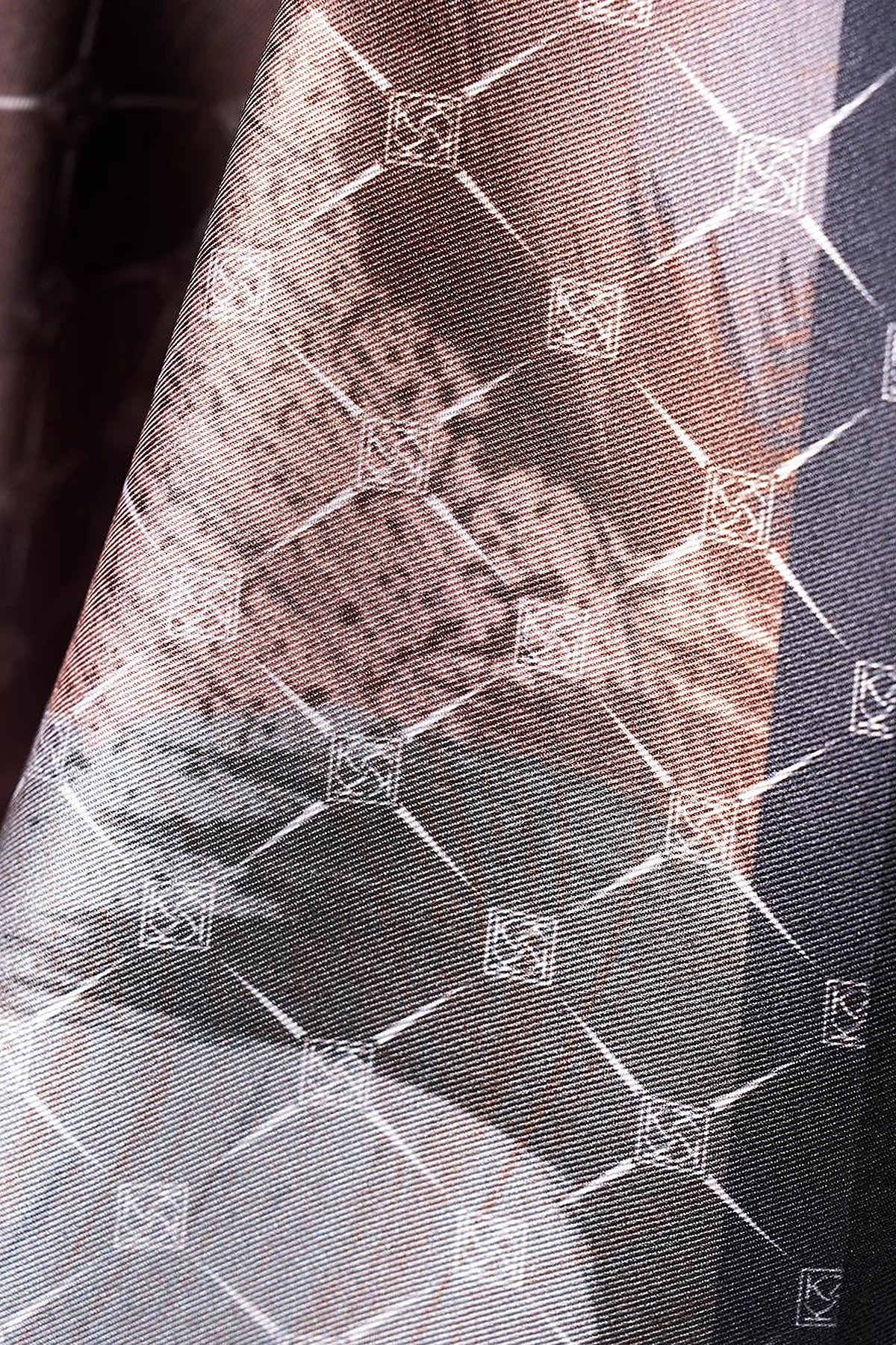 Brush Patterned Scarf Dark Coffee
