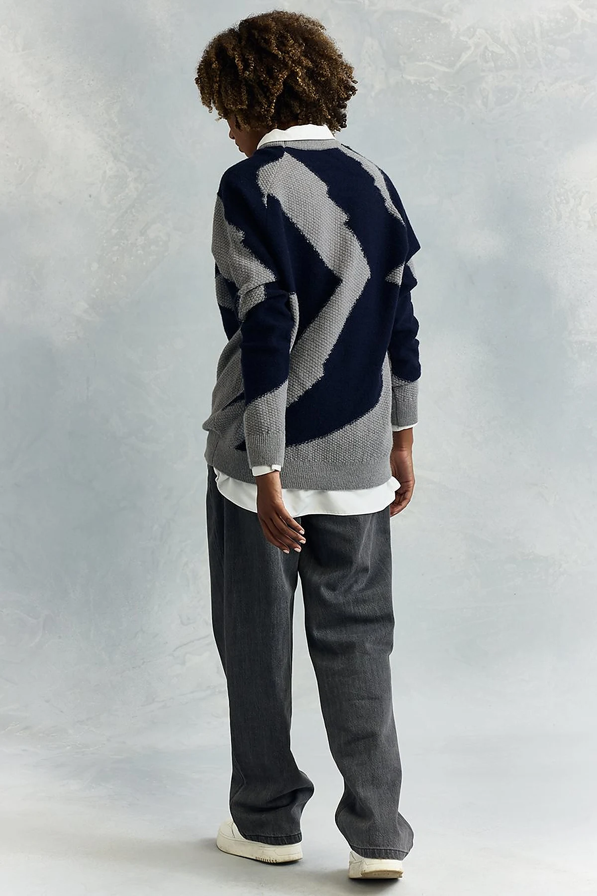 Abstract Patterned Knit Tunic in Gray