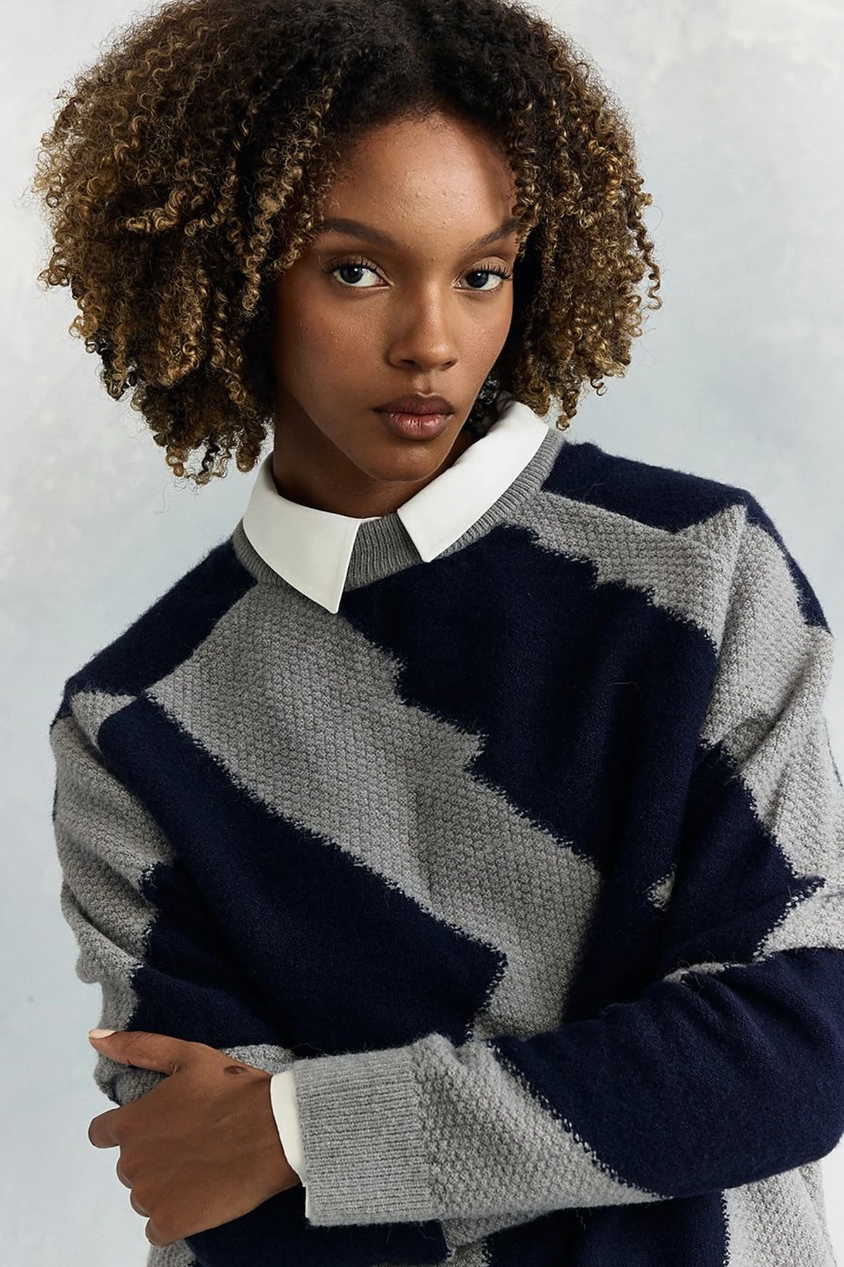 Abstract Patterned Knit Tunic in Gray