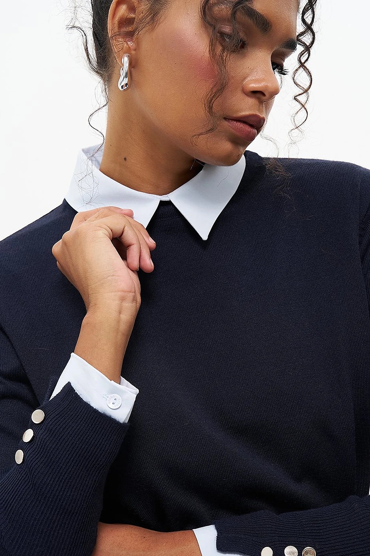 Basic Knit Sweater in Navy Blue