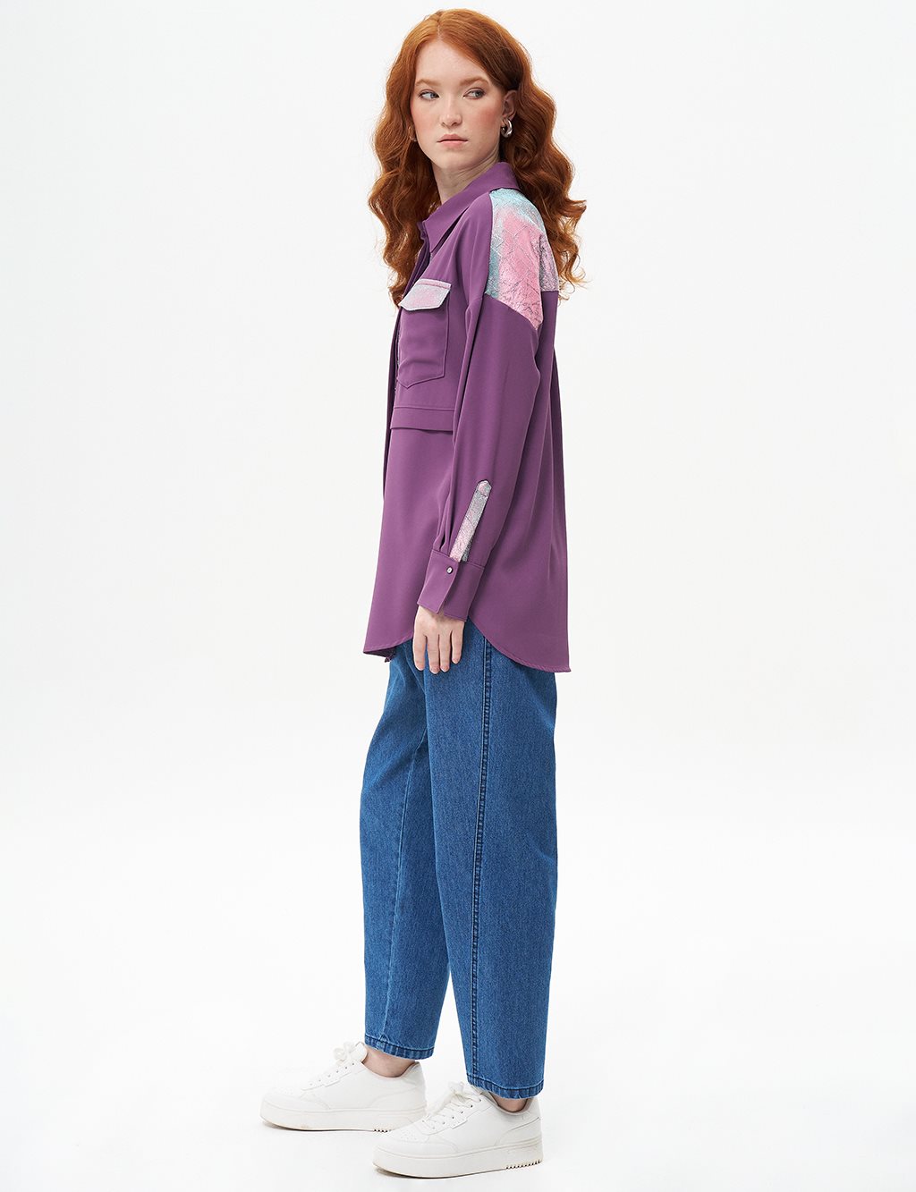 Jacquard Mixed Layered Tunic Lilac