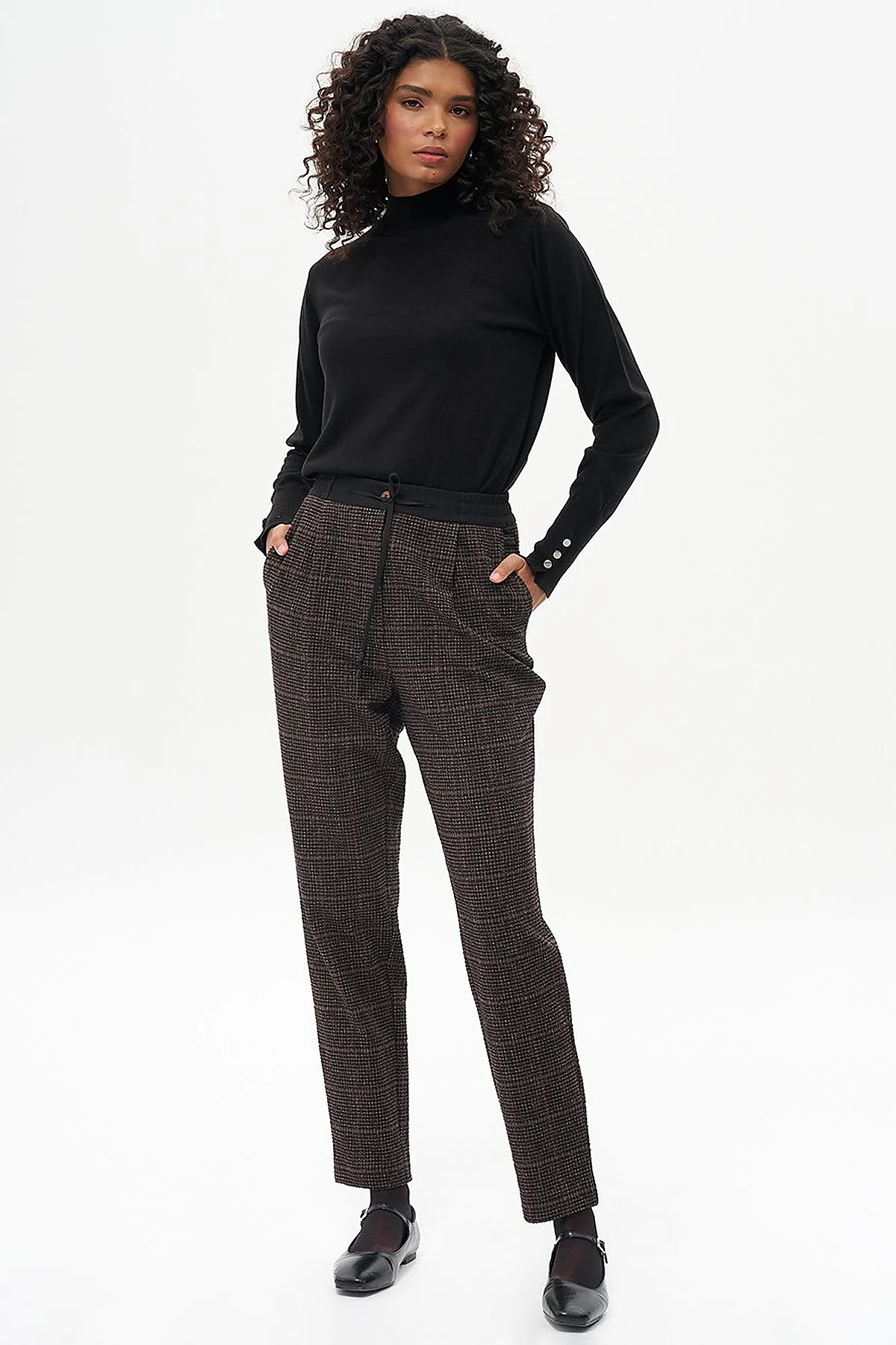 Plaid Carrot Pants Coffee