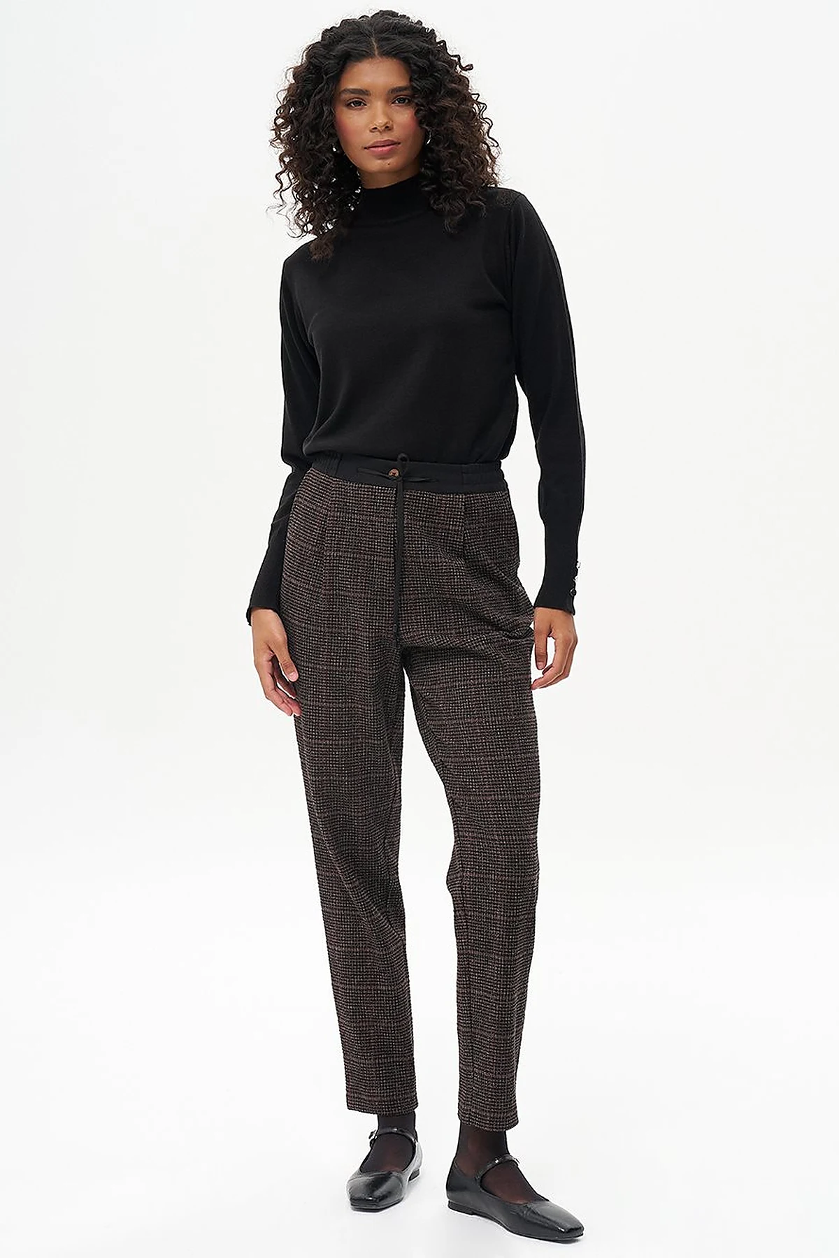 Plaid Carrot Pants Coffee