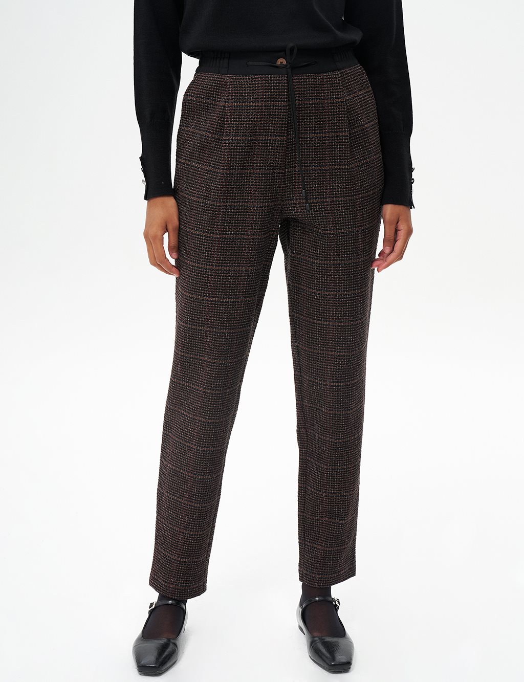 Plaid Carrot Pants Coffee