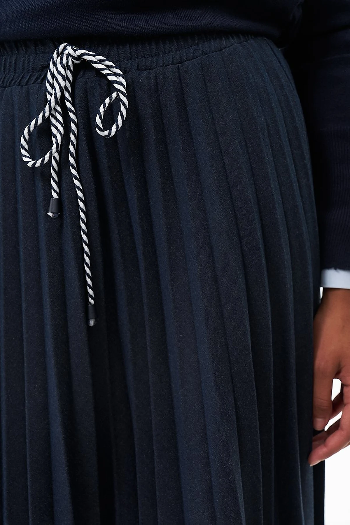 Lace Pleated Skirt Navy Blue
