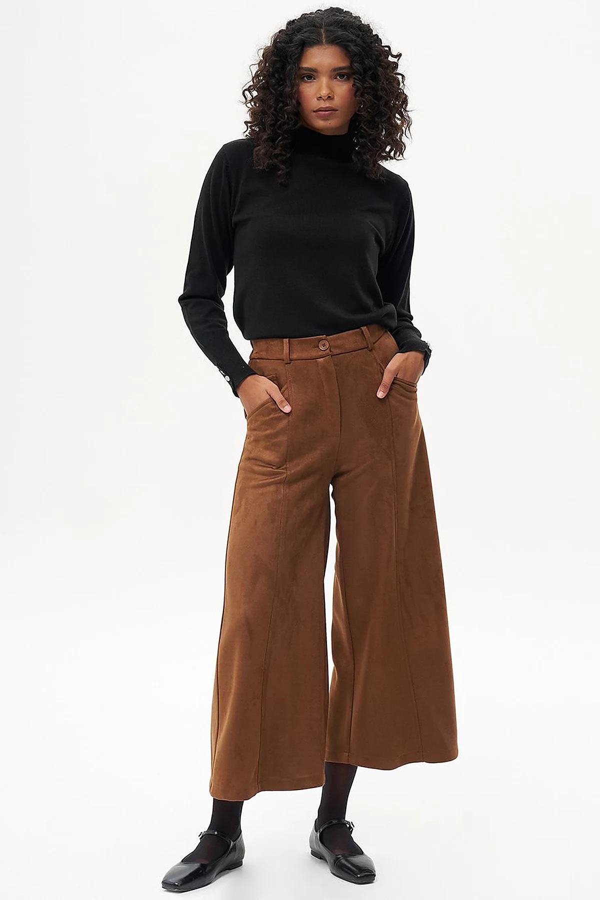 Beli Lastikli Süet Pantolon Camel